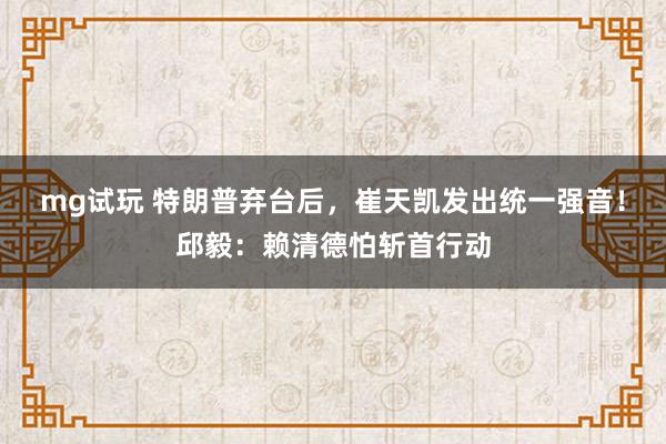 mg试玩 特朗普弃台后，崔天凯发出统一强音！邱毅：赖清德怕斩首行动