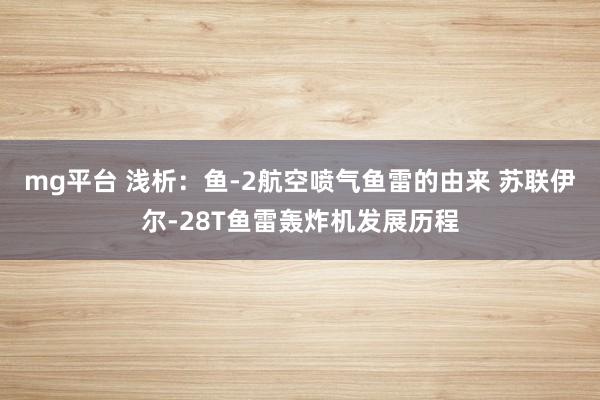 mg平台 浅析：鱼-2航空喷气鱼雷的由来 苏联伊尔-28T鱼雷轰炸机发展历程